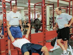 Walter Norton (spotting), Rick DiPietro (benching) and Mike Boyle
