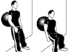 Wall squat with fitness ball