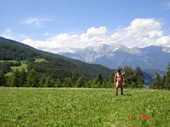 Naked Alpine hiking