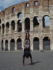 Keith McGaw performing in front of the Colosseum