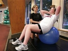 Katie McGowan, 13, working with personal trainer Katie Porter