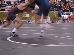 Wrestlers in action