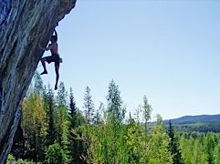 Sami Haapakoski climbing 'Jedi Mindtricks' at Niemisel, Sweden. Photo &copy; Paavo Ikonen.