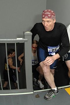 Ron Hiestand competing in the 30th annual NYRR Empire State Building Run-Up.